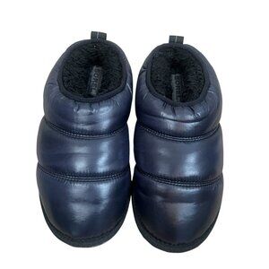 Sorel Hadley Nylon Slippers Size Womens 9 Navy Blue Faux Fur Lined Comfy